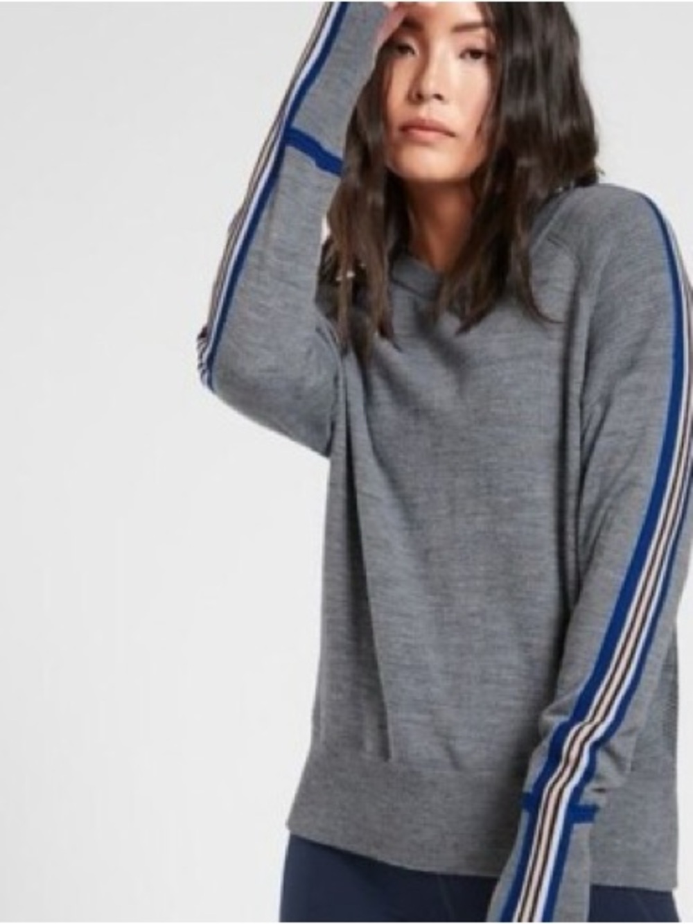 ATHLETA Canyon Colorblock Sweater Gray Merino Wool Medium
